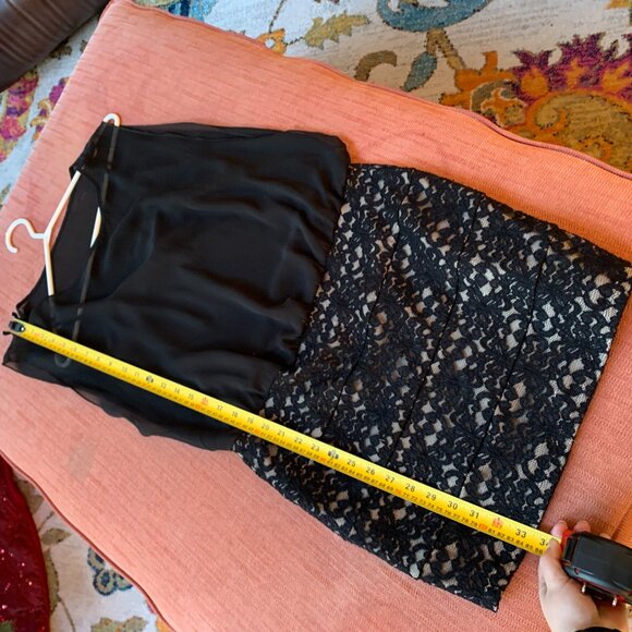 Sweet Storm Black & Nude Lace Mini Dress - Size Large - Party Holiday Classy - Picture 12 of 13